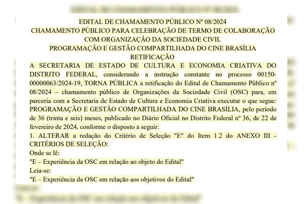 Edital de Chamamento do Cine Brasília - Metrópoles