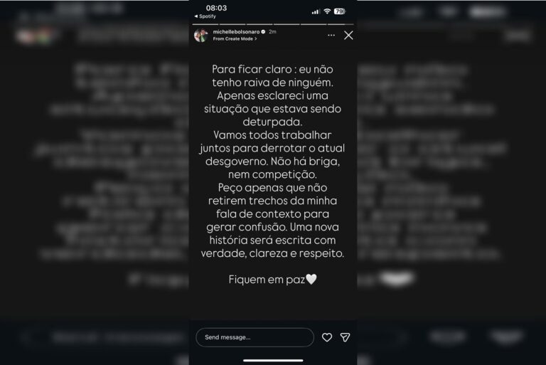 Após expor humilhação de Flávio, Michelle diz que não tem “raiva de ninguém”