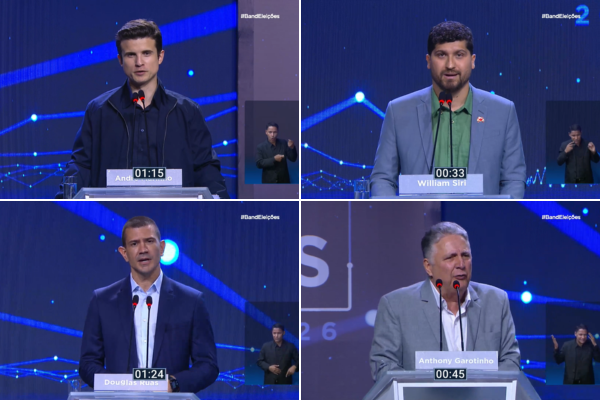 Primeiro debate ao governo do estado do Rio tem ataques a Paes, menções a Bacellar e propostas para segurança e educação