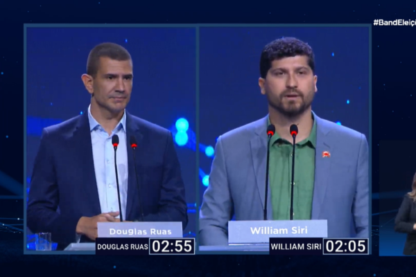 Ausência de Paes e ligações com Bacellar dominam o assunto no primeiro bloco do debate para governador do Rio