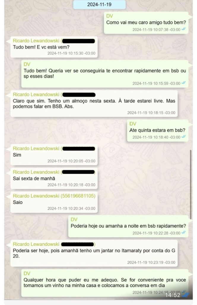 Lewandowski se reuniu com Vorcaro para “beber um vinho e colocar papo em dia” quando era ministro, mostram mensagens – Paulo Figueiredo