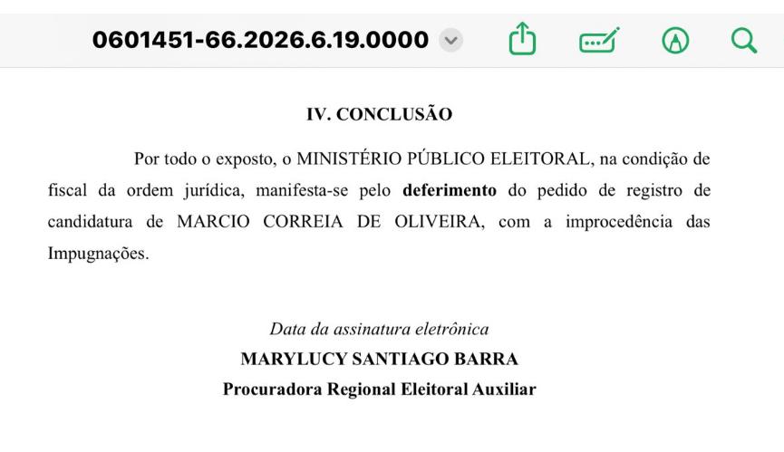Eleições 2026: Ministério Público Eleitoral opina a favor da candidatura de Márcio Canella e contra ações de impugnação