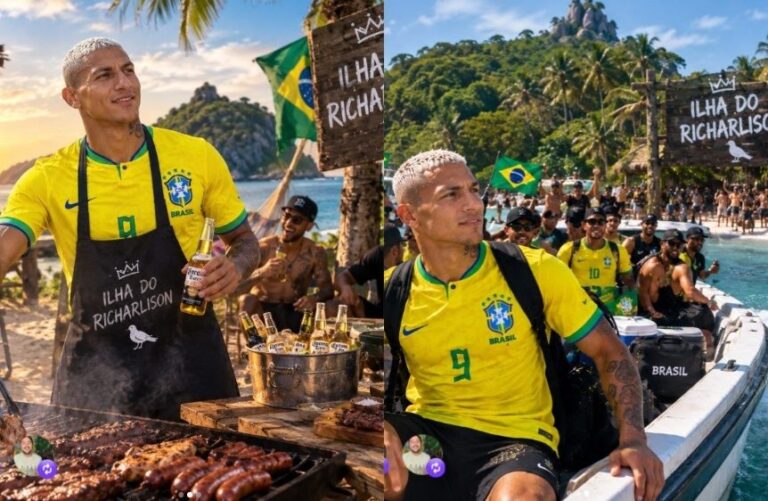 Richarlison tira onda com Flávio Bolsonaro, com quem disputa ilha em Angra dos Reis, após a fuga do senador